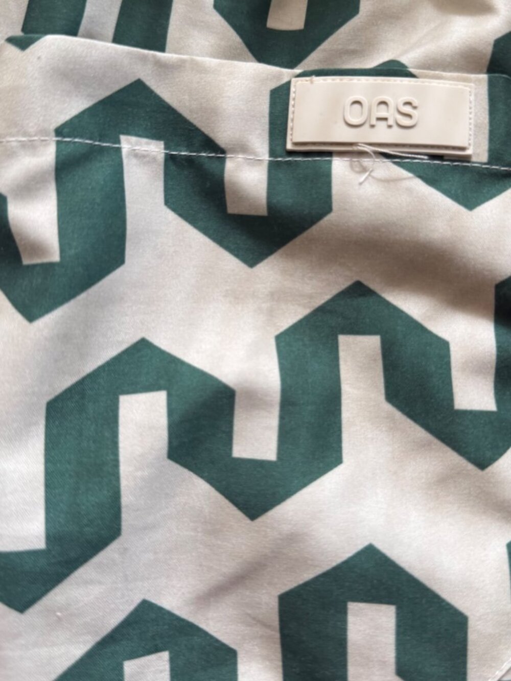 OAS Men’s M Green Beige Geometric Swim Shorts Trunks - Picture 5 of 9